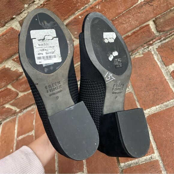 Eileen Fisher $245 Croft Stretch Knit Open Toe black Boots 9 - Picture 6 of 10